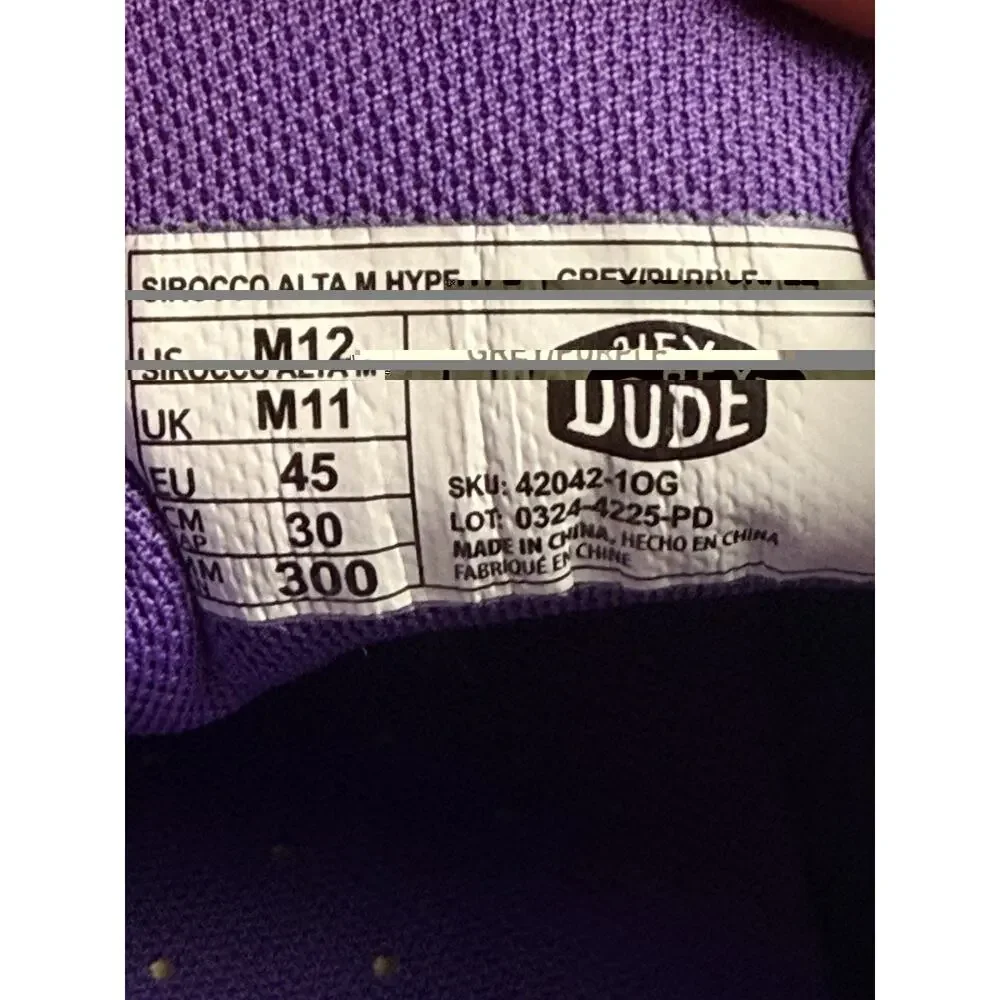 HEYDUDE Sirocco Alta M Hype Men’s 12 Grey Purple Sneakers New Without Box